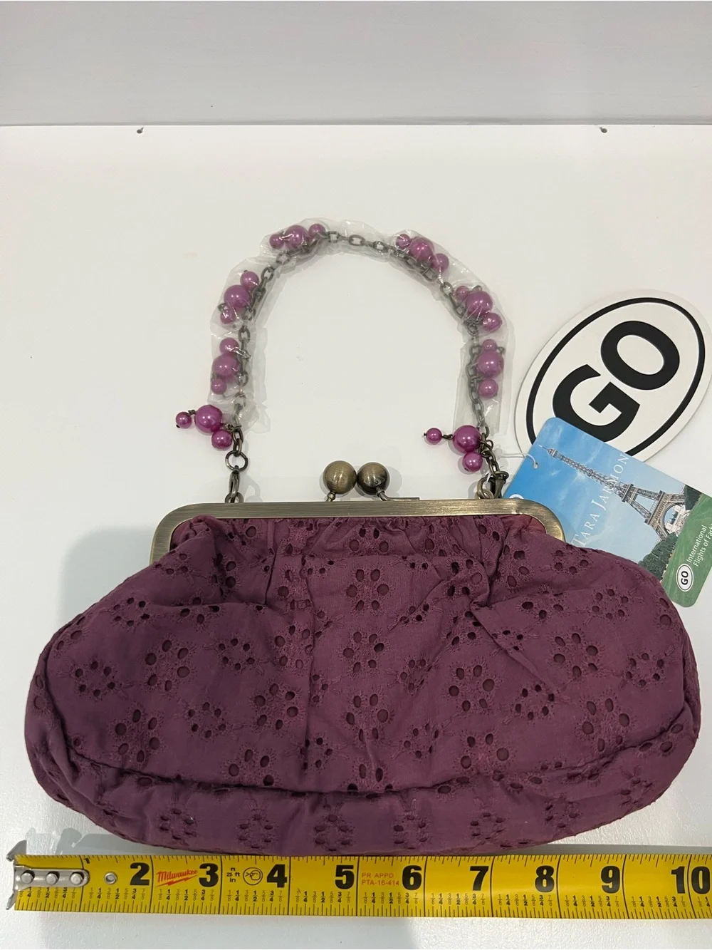 NWT Vintage Tara Jarmon x Target Purple Eyelet Kiss Lock Bag